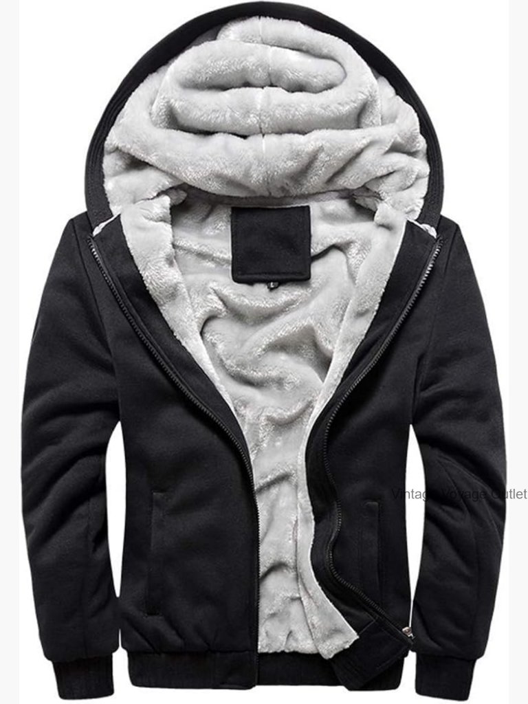 Men's Thick Wool Hooded Winter Jacket Coat Warm Sherpa Lined